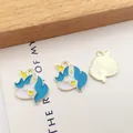 Cute blue and yellow enamel unicorn charm with gold finish for DIY jewelry making - Unicorn (14748)