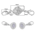 Fermoir magnétique en cristal blanc couleur K pour bijoux DIY avec dimensions 16mm - Style Rond En Strass / 2 Sets 4 Pcs / Or blanc