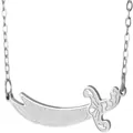 Polished silver-tone stainless steel scimitar sword pendant with delicate link chain - Necklace - Steel - Double Hole