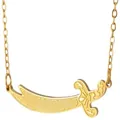 Gold stainless steel scimitar sword pendant necklace for men and women - Necklace - Gold - Double Hole