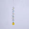 Stabilisateur de carillon à vent en spirale 3D avec perles colorées et cristal jaune - Style O - Bague Rotative Argentée + Boule En Cristal Jaune De 30 Mm / Environ 45cm