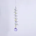 Attrape-soleil en spirale avec des perles colorées et une goutte en cristal violet - Modèle M - Bague Rotative Argentée + Boule De Cristal Violette De 30 Mm / Environ 45cm
