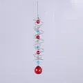 Carillon éolien en spirale de cristal avec un pendentif en goutte d'eau rouge facetté - Modèle L - Bague Rotative Argentée + Boule De Cristal Rouge De 30 Mm / Environ 45cm