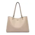 Elegante beige tas van getextureerd leer voor zakelijk gebruik en dagelijks woon-werkverkeer - Broken Wit