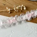 Γαλλική δαντέλα Lolita με ροζ φιόγκους για DIY χειροτεχνίες και έργα αξεσουάρ. - Ροζ