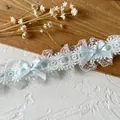 Γαλλική δαντέλα στυλ Lolita με γαλάζιους φιόγκους για διάφορες χειροτεχνίες DIY - Μπλε