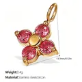 Pendentif fleur en zircon rose en acier inoxydable plaqué or 18 carats pour bijoux DIY - Pendentif Fleur Zirconia Rose Doré (PJ392PKG)