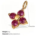 Pendentif fleur en acier inoxydable plaqué or 18 carats avec oxydes de zirconium magenta - Pendentif Fleur Zirconia Magenta Doré (PJ392RRG)