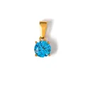 Gepolijste gouden roestvrijstalen ronde hanger met een briljante blauwe edelsteen - Ronde Hemelblauwe Zirconia Hanger (TN22) / Goud