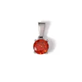 Ronde oranje zirkonia hanger met gepolijst roestvrijstalen oog voor doe-het-zelf kettingen. - Ronde Oranjerode Zirconia Hanger (TN21) / Staalkleur