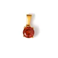 Vintage ronde oranje edelsteen hanger in goud verguld roestvrij staal sieraad - Ronde Oranjerode Zirconia Hanger (TN21) / Goud