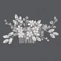 Silver bridal hair comb with elegant pearls and sparkling crystals for wedding styling - Silver Crystal All-purpose Hairbrush Hs-j6404