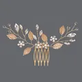 Handmade gold bridal hair comb with elegant pearls and sparkling crystals - Gold Luxury Bridal Hair Comb Hs-j6492g