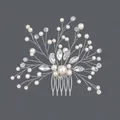 Peigne à cheveux de mariée élégant avec perles et cristaux, finition argent - Peigne À Cheveux Polyvalent Silver Vine Hs-j5002