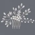 Peigne à cheveux de mariée élégant avec perles et cristaux pour mariage - Peigne À Cheveux De Luxe Silver Banquet Hs-j7344s