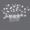 Peigne à cheveux de mariée élégant avec perles et cristaux faits main pour mariage - Peigne À Cheveux Polyvalent Silver Girl Hs-j6518s