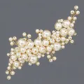 Peigne à cheveux de mariée fait main avec perles crème élégantes sur fil doré fin - Pince À Cheveux Polyvalente En Perles Faites À La Main Hs-j7378g