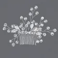 Peigne à cheveux de mariée argenté à la main avec branches et feuilles de cristal - Peigne Argenté Pour Tous Les Jours Hs-j7134s