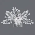 Peigne à cheveux de mariée argenté avec des perles de cristal transparentes - Peigne À Cheveux De Mariée En Cristal Argenté Hs-j6964s