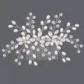 Peigne à cheveux de mariée fait main avec perles blanches et branches en cristal - Peigne À Cheveux Artisanal Pour Photographie De Banquet Hs-j6162