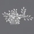 Élégant peigne à cheveux de mariée argenté avec des cristaux marquises étincelants - Peigne À Cheveux Pour Spectacles D'enfants Hs-j6810s