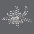Peigne à cheveux de mariée argenté avec branches de cristal délicates et perles blanches - Peigne Polyvalent Fait Main Pour Un Usage Quotidien Hs-j4874