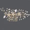 Peigne à cheveux de mariée fait main avec perles et cristaux sur fil doré - Peigne À Cheveux Girly À Motif Forêt Hs-j4497g