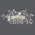 Peigne à cheveux de mariée élégant fait main avec perles et strass pour le mariage - Peigne À Fleurs Polyvalent Argenté Hs-j4497s
