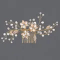 Peigne à cheveux de mariée élégant avec perles et cristaux dorés pour mariages - Peigne À Cheveux Polyvalent Golden Girl Hs-j4492g