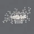 Peigne à cheveux de mariée argenté avec perles et cristaux élégants faits à la main - Épingle À Cheveux En Nacre Argentée Hs-j6163