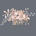 Élégant peigne à cheveux de mariée avec perles, cristaux et motifs floraux roses - Peigne Artisanal Fleur D'or Hs-j7299g