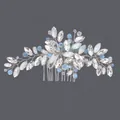 Peigne à cheveux de mariée élégant avec cristaux clairs et bleu clair sur fil d'argent - Peigne À Cheveux Hs-j5047 Pour Séance Photo De Banquet