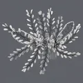 Peigne à cheveux de mariée fait main avec perles blanches et cristaux clairs sur fil argenté - Bandeau Girly À Motif Forêt Hs-j7272
