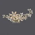 Peigne à cheveux de mariée doré élégant avec motif floral en strass pour mariage. - Accessoire Pour Cheveux Polyvalent Golden Banquet Hs-j6301g