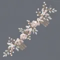 Peigne à cheveux de mariée élégant avec perles et fleurs faites main pour mariage - Peigne Double Pour Spectacles Pour Enfants Hs-j6715g