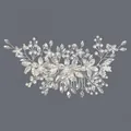 Peigne à cheveux de mariage argenté fait main avec perles blanches et cristaux brillants - Accessoire Pour Cheveux Polyvalent Fleur Argentée Hs-j7253s