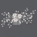 Peigne à cheveux de mariée argenté avec perles faites main et cristaux étincelants pour mariage - Peigne À Cheveux Polyvalent Silver Girl Hs-j4492s