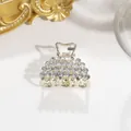 Elegant silver hair claw clip encrusted with shimmering rhinestones for women - Rhinestone Semi-circle Style (Small)