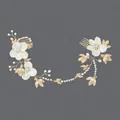 Peigne à cheveux de mariée élégant avec fleurs blanches feuilles d'or - Bandeau Style Forêt De Fleurs Dorées Hs-j5839