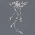 Peigne à cheveux de mariée en argent avec feuilles de cristal et longues chaînes - Accessoire Pour Cheveux De Fille Avec Pompon Argenté Hs-j6719s