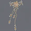 Peigne à cheveux de mariée doré élégant avec feuilles de cristal et pompons fleurs. - Accessoire Pour Cheveux De Fille Avec Pompon Doré Hs-j6719g