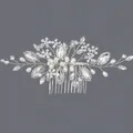 Peigne à cheveux de mariée argenté élégant avec perles et strass marquise brillants - Peigne À Cheveux De Princesse De Luxe Hs-j7360s