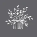 Élégant peigne à cheveux de mariée fait main avec fil d'argent et cristaux de mariage - Peigne À Cheveux De Princesse De Luxe Pour Soirée Hs-j4481s