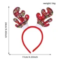 Cerchietto corna di renna natalizio a quadri rossi con dimensioni di 24 cm x 11 cm - Red with Green Antler Style