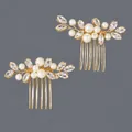 Peignes à cheveux de mariée faits main en or avec perles blanches et cristaux marquise - Peigne À Cheveux Polyvalent Simple Pearl Hs-j7436g