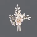 Peigne à cheveux de mariée fait main avec perles et cristaux pour coiffures de mariage - Peigne À Cheveux Floral Fait Main Avec Perles Hs-j4412