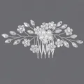 Peigne à cheveux de mariée fait main avec perles blanches et cristaux étincelants en argent - Peigne À Cheveux Style Forêt De Perles Argentées Hs-j6606s