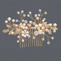 Peigne à cheveux de mariage fait main avec perles élégantes et strass brillants - Peigne À Cheveux Polyvalent Fait Main En Or Hs-j5048