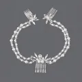 Peigne à cheveux de mariée élégant avec perles et cristaux pour coiffure de mariage - Peigne Double De Luxe En Strass Et Perles Hs-j6164