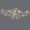 Peigne à cheveux de mariée élégant avec cristaux étincelants sur fils dorés faits main - Brosse À Cheveux Polyvalente Plaquée Or Et Strass Hs-j7467g